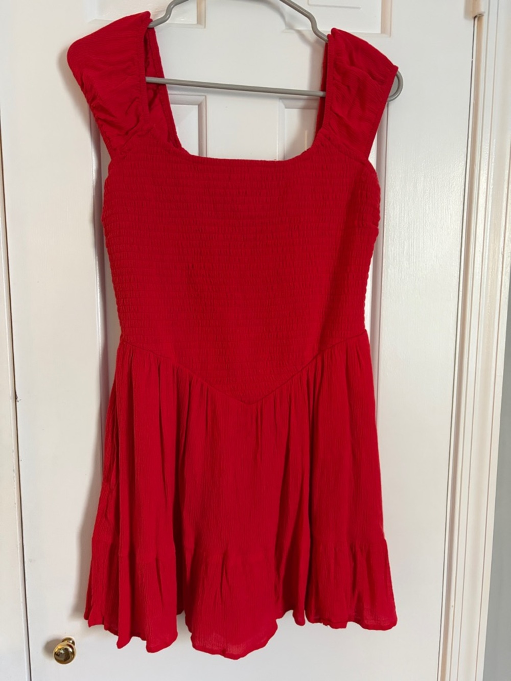 Hollister Red Smocked Square-Neck Tank Dress